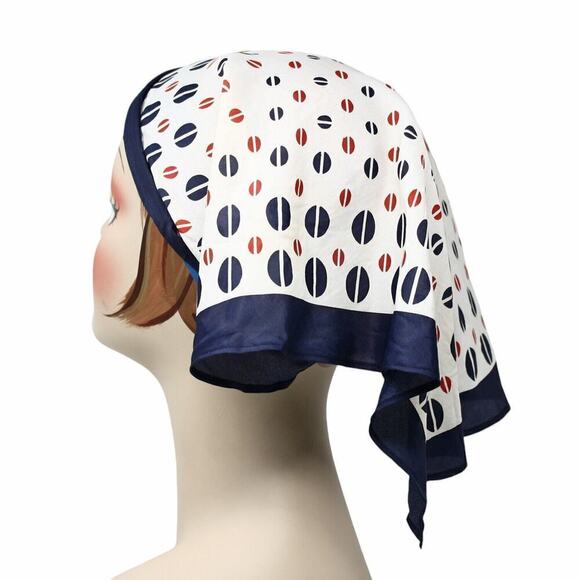 Vintage Triangle Scarf Headband Hat Rayon Silk Polka Dot Made in Japan - Hey Viv - Picture 2 of 8